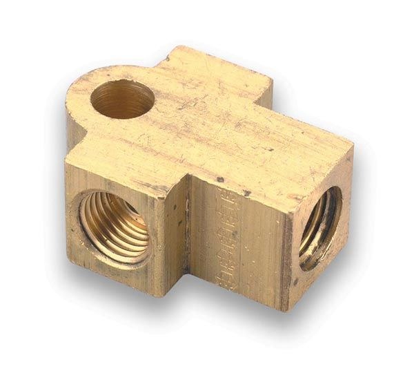 Earl’s Brake Line Distribution Block, Female Adapter Brake Tee Fitting, Brass, Natural Finish – 972050ERL