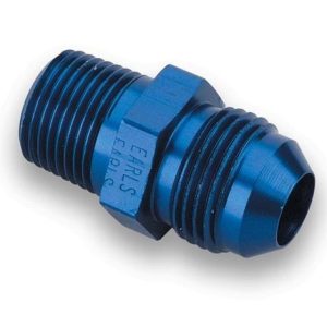 Earl’s Adapter Fitting, -8 AN Male to 3/8 Inch Male Pipe Thread, Anodized, Blue, Aluminum, Single, Bagged Packaging – 981608ERL
