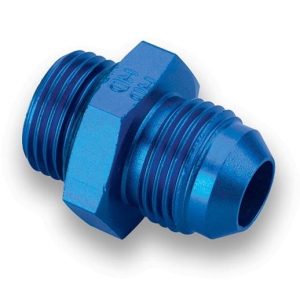 Earl’s Adapter Fitting, -8 AN Male to 3/4 Inch-16 Male O-Ring Seal, Anodized, Blue, Aluminum, Single, Bagged Packaging – 985008ERL