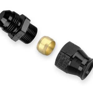 Earl’s Tube End Fitting, Ano-Tuff ™, -6 AN Male Fitting to 3/8 Inch Tube, Straight, Anodized, Aluminum, Bagged Packaging – AT165006ERL