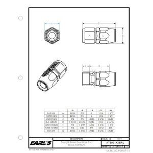 Earl’s Hose End Fitting, Ano-Tuff ™, -6 AN Hose, -6 AN Female Outlet, Straight, Anodized, Black, Aluminum, Single, Bagged Packaging – AT800106ERL
