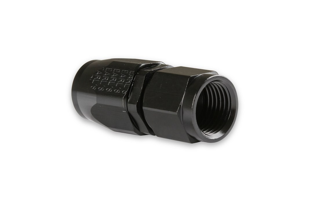 Earl’s Hose End Fitting, Ano-Tuff ™, -6 AN Hose, -6 AN Female Outlet, Straight, Anodized, Black, Aluminum, Single, Bagged Packaging – AT800106ERL