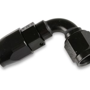 Earl’s Hose End Fitting, Ano-Tuff ™, -6 AN Hose, -6 AN Female Outlet, 90 Degree, Anodized, Black, Aluminum, Single, Bagged Packaging – AT809106ERL