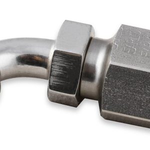 Earl’s Hose End Fitting- Power Steering, -6 AN Hose, -6AN Female Thread Outlet, Twist on, 45 Degree Angle, Steel, Single – SS134606ERL