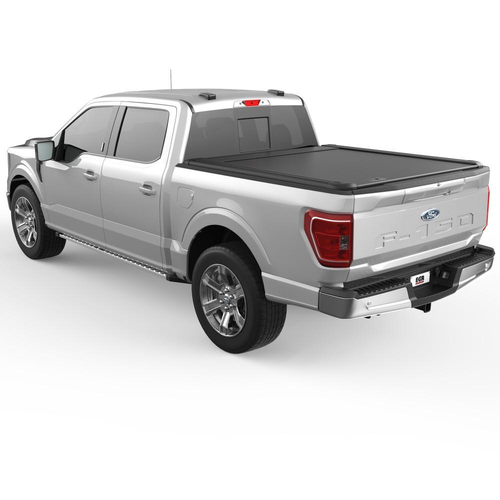 EGR Tonneau Cover, Rolltrac, Hard Manual Retractable, Standard Profile, Textured Powder Coated Matte Black, Aluminum, Key Lock – RT038812ML