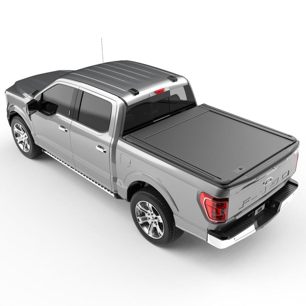 EGR Tonneau Cover, Rolltrac, Hard Manual Retractable, Standard Profile, Textured Powder Coated Matte Black, Aluminum, Key Lock – RT038812ML