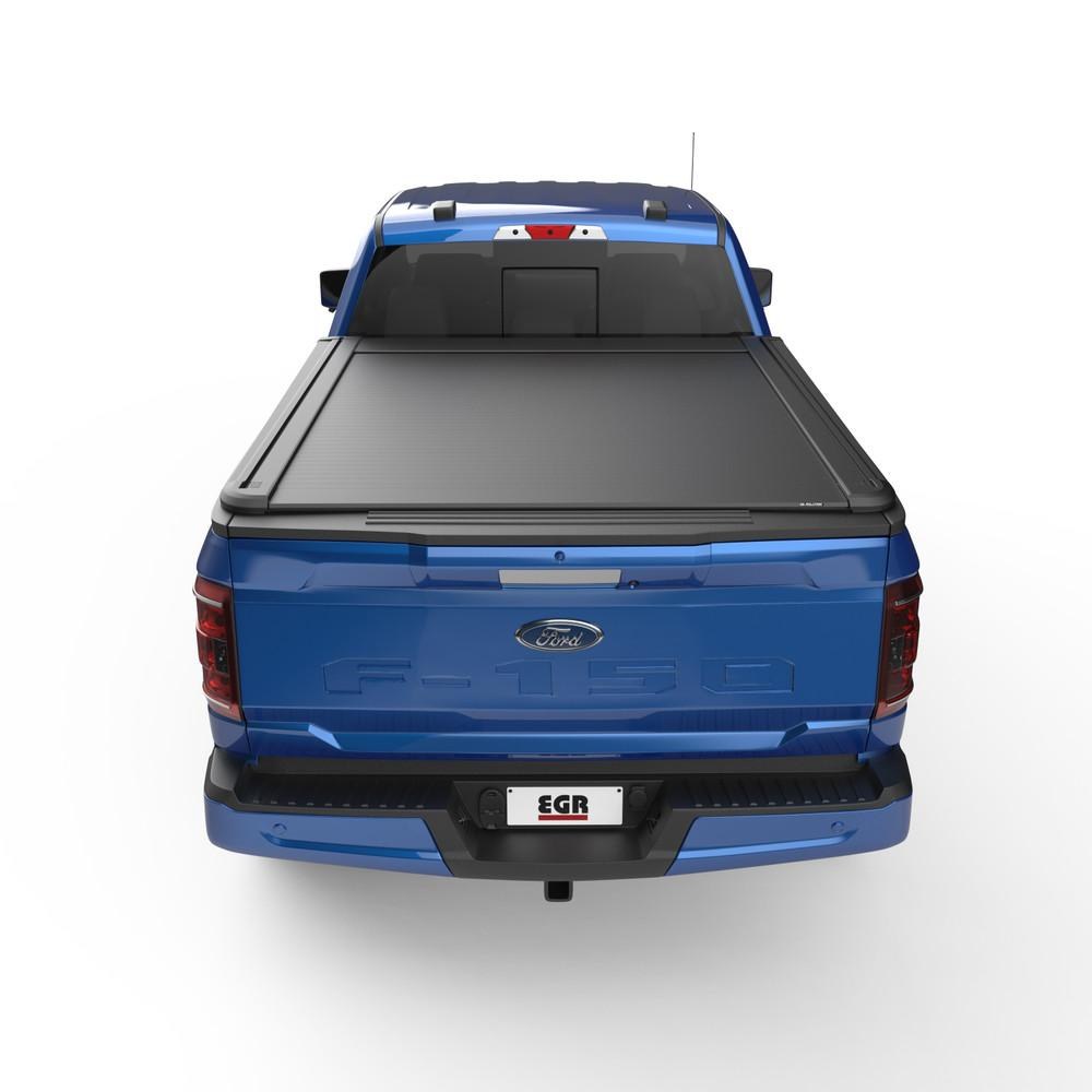 EGR Tonneau Cover, Rolltrac, Hard Power Retractable, Standard Profile, Textured Powder Coated Matte Black, Aluminum, Remote Control Lock – RT040032E