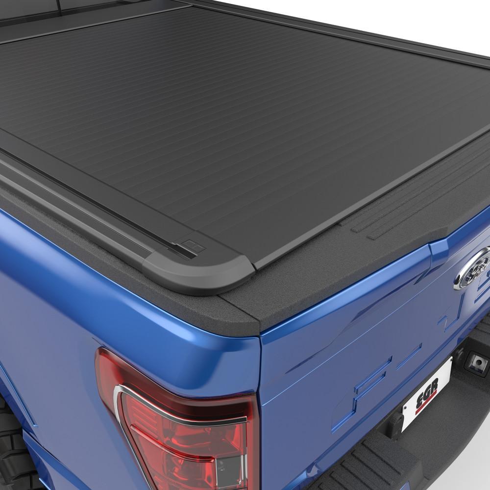 EGR Tonneau Cover, Rolltrac, Hard Power Retractable, Standard Profile, Textured Powder Coated Matte Black, Aluminum, Remote Control Lock – RT040032E