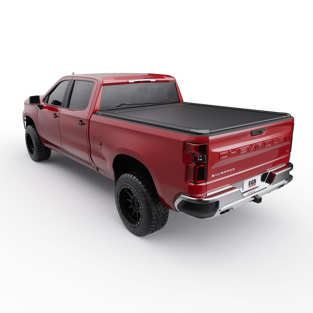 EGR Tonneau Cover, Rolltrac, Hard Power Retractable, Standard Profile, Textured Powder Coated Matte Black, Aluminum, Remote Control Lock – RT040036E