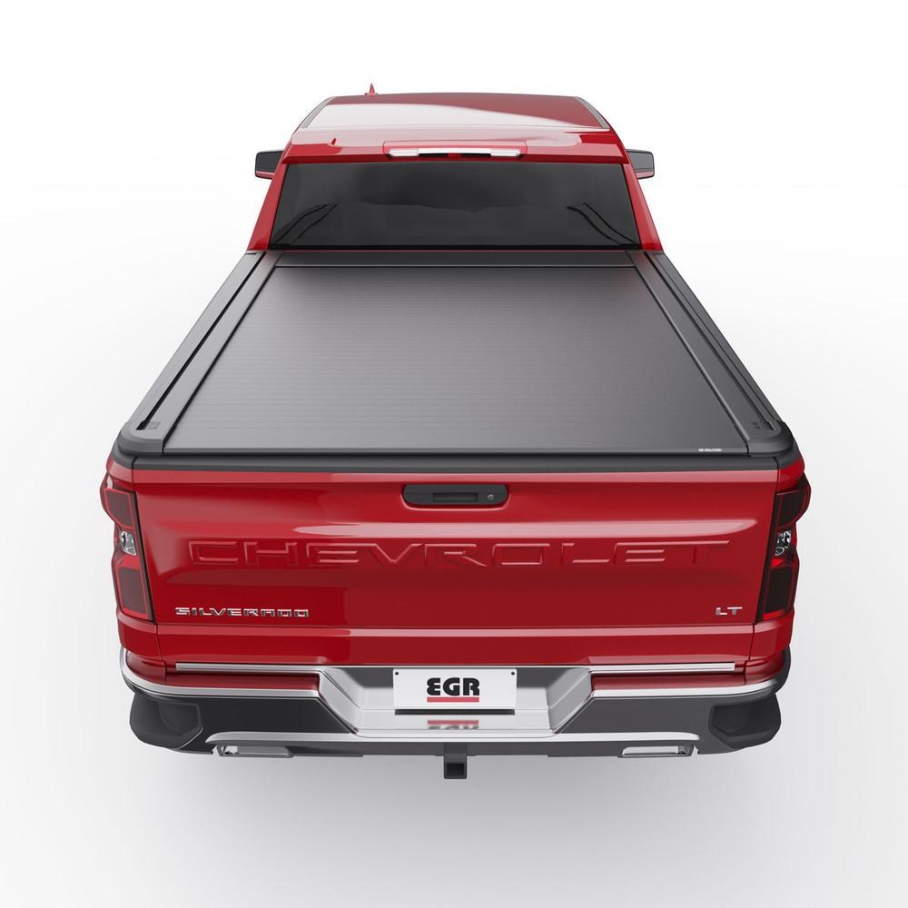 EGR Tonneau Cover, Rolltrac, Hard Power Retractable, Standard Profile, Textured Powder Coated Matte Black, Aluminum, Remote Control Lock – RT040036E