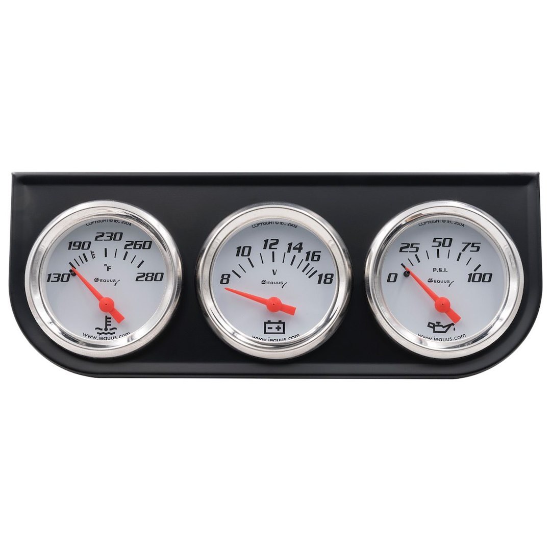 Equus Gauge Oil Pressure/ Voltmeter/ Water Temperature, 5000 Series, Includes 3 Analog Gauges: Mechanical Oil Pressure (2 Inch Full Sweep – E5200