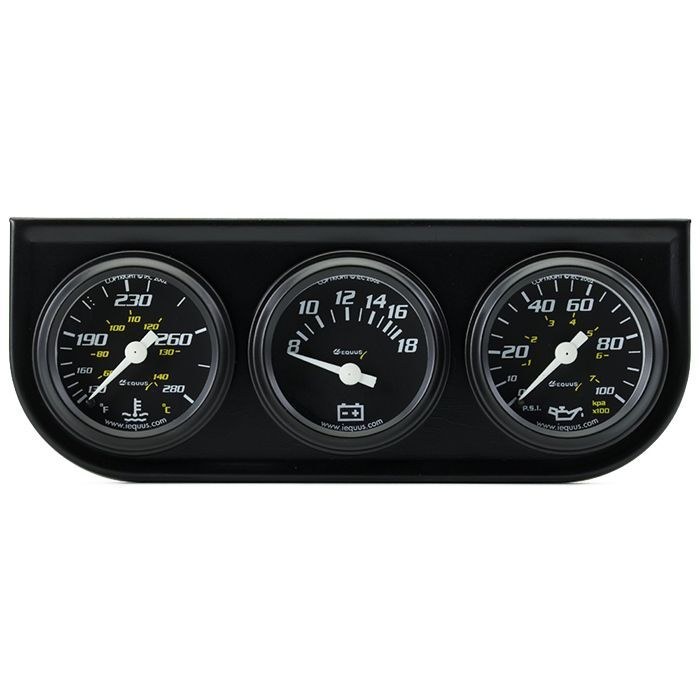Equus Gauge Oil Pressure/ Voltmeter/ Water Temperature, 6000 Series, Includes 3 Analog Gauges: Mechanical Oil Pressure ( 1-1/2 Inch Full Sweep – E6100