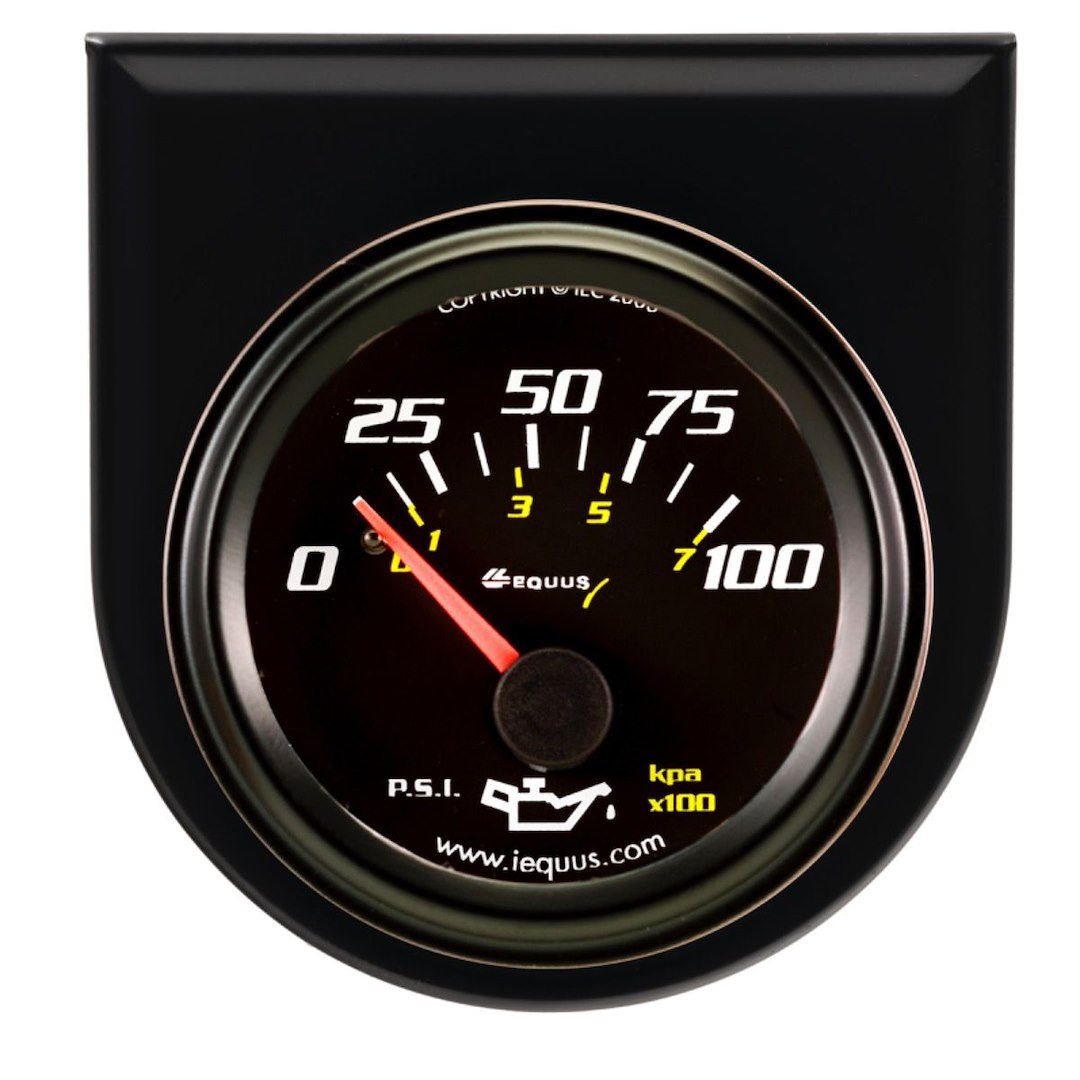 Equus Gauge Oil Pressure, 6000 Series, 2-1/16 Inch, Short Sweep Mechanical, Analog, 0-100 PSI, Without Warning Indicator – E6234
