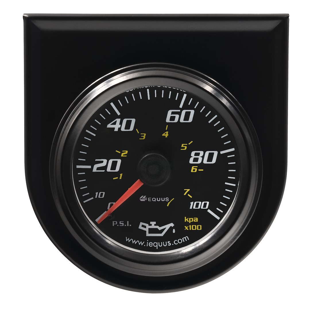 Equus Gauge Oil Pressure, 6000 Series, 2-1/16 Inch, Full Sweep Mechanical, Analog, 0-100 PSI, Without Warning Indicator – E6244