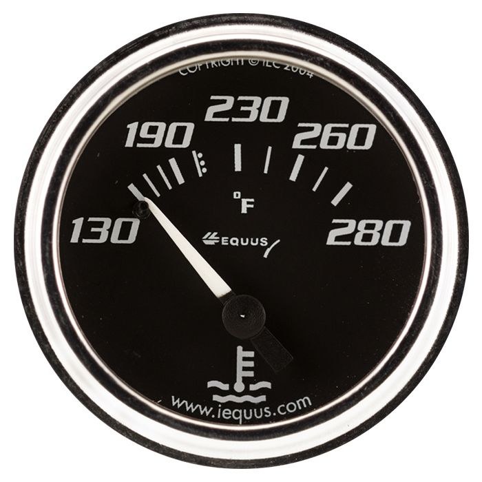 Equus Gauge Water Temperature, 7000 Series, 2-1/16 Inch, Short Sweep Mechanical, Analog, 130-280 Degrees F – E7232