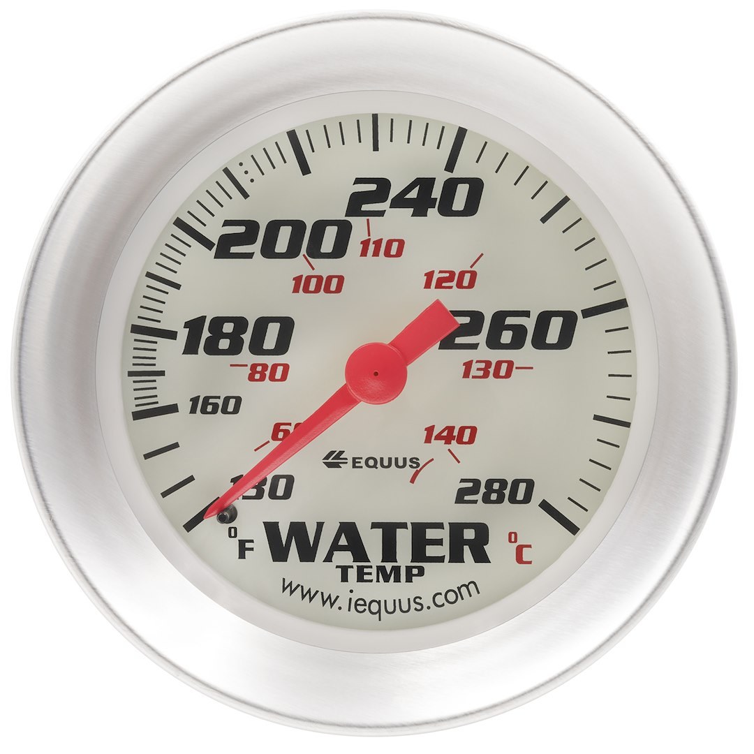Equus Gauge Water Temperature, 8000 Series, 2-5/8 Inch, Full Sweep Mechanical, Analog, 130-280 Degrees F – E8442