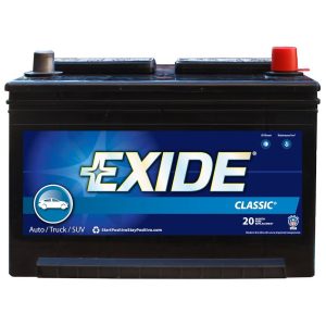 Exide Bat. Battery, Classic Series, 58R Bci Group Size, 12 Volt, 580 Cold Cranking Amps, Top Terminals, Flooded Lead Acid, 9-13/16 Inch Length – 58RC