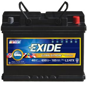 Exide Bat. Battery, Classic Series., L2/47/H5 Bci Group Size, 12 Volt, 480 Cold Cranking Amps, Top Terminals – L2/47C