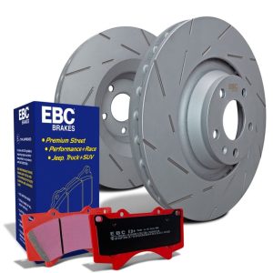 Ebc Brakes Brake Kit, Stage 15, Organic Brake Pads, 13.8 Inch Slotted Geomet Coated Iron Rotor, With Rotors and Pads – S15KF1048
