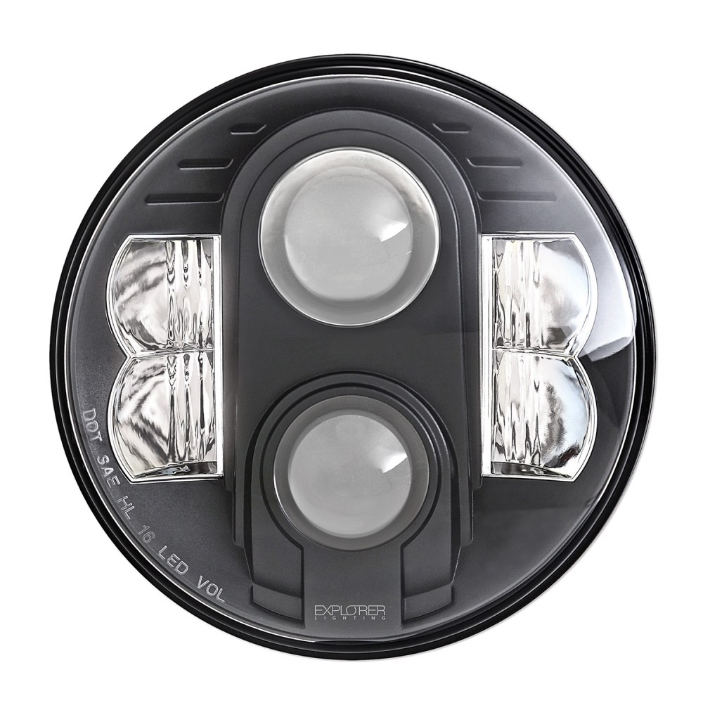 Pro Comp Sus Headlight Assembly, Explorer, LED Bulb, 7 Inch Diameter, Black Housing, Set of 2 – 76402P