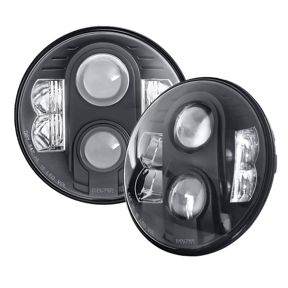 Pro Comp Sus Headlight Assembly, Explorer, LED Bulb, 7 Inch Diameter, Black Housing, Set of 2 – 76402P
