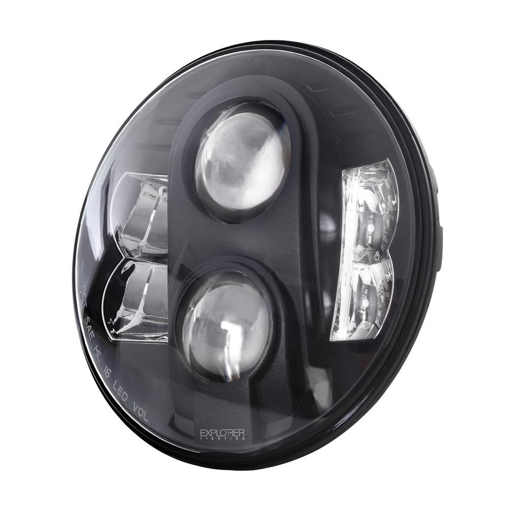 Pro Comp Sus Headlight Assembly, Explorer, LED Bulb, 7 Inch Diameter, Black Housing, Set of 2 – 76402P