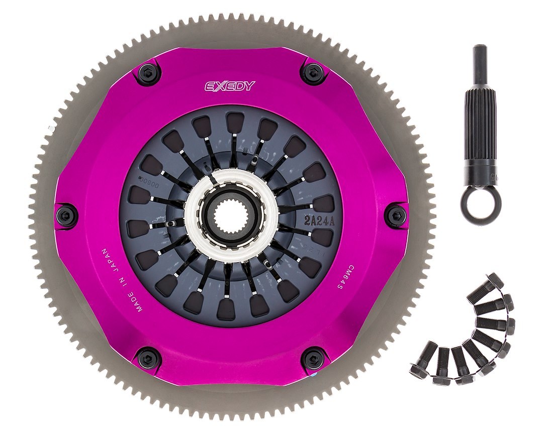Exedy Clutch Set, Hyper Series Stage 4, 24 Spline, Twin Disc, Organic Friction Material, Sprung Hub, With Flywheel – FM022SDF