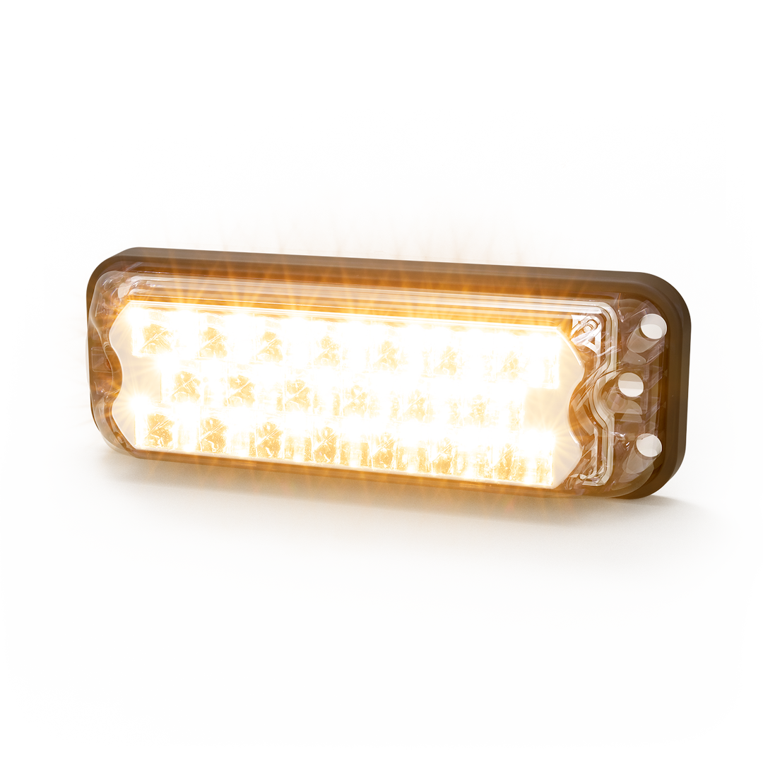 ECCO Safety Group Warning Light, 5.9 Inch Length X 1.2 Inch Width X 2.1 Inch Height, Directional LED, Surface Mount, 20 Amber LED, Clear Lens – 3811A