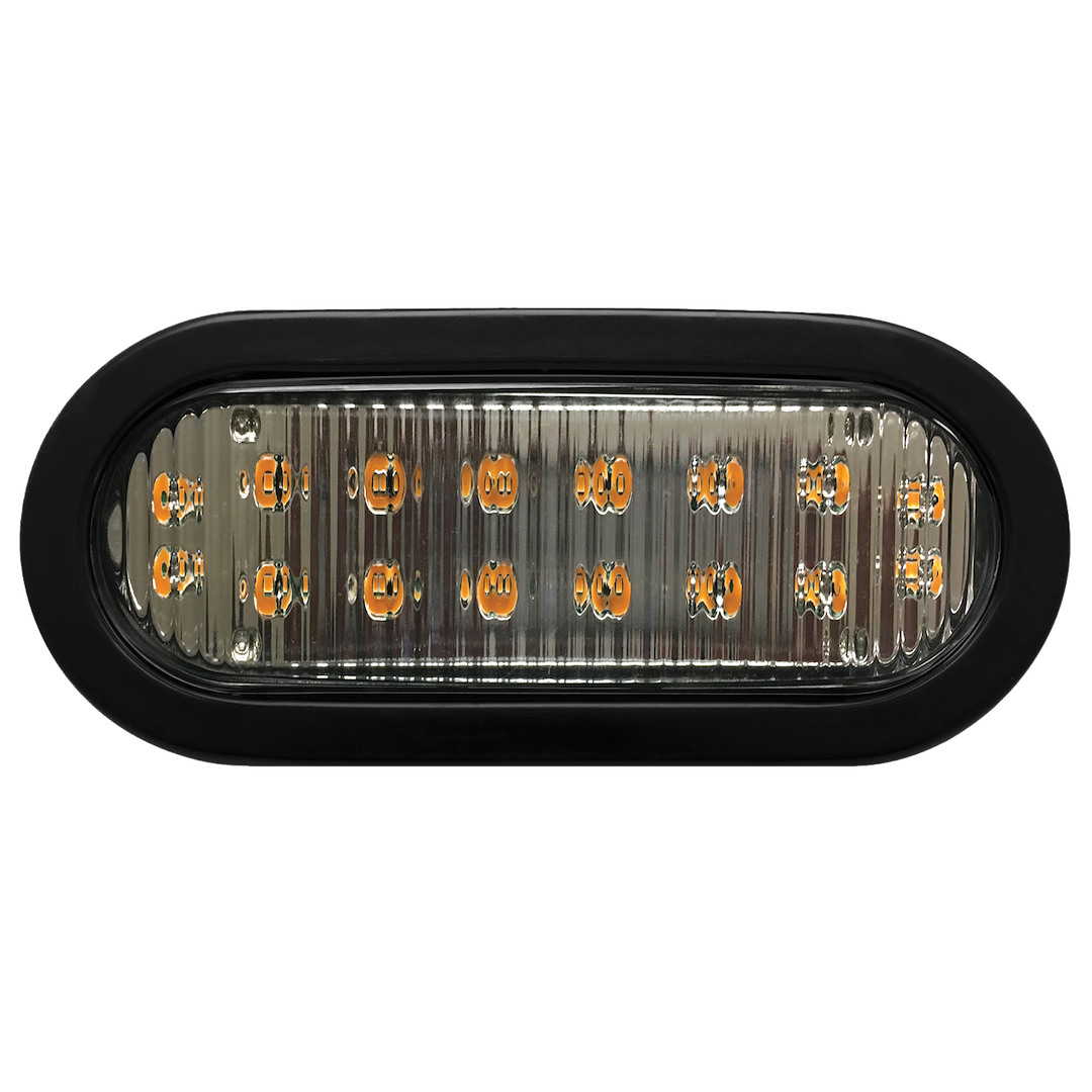ECCO Safety Group Warning Light, 7.5 Inch Length X 3.3 Inch Width X 2.1 Inch Height, Oval Directional LED, Grommet Mount, Amber/ Blue Leds – 3965AB