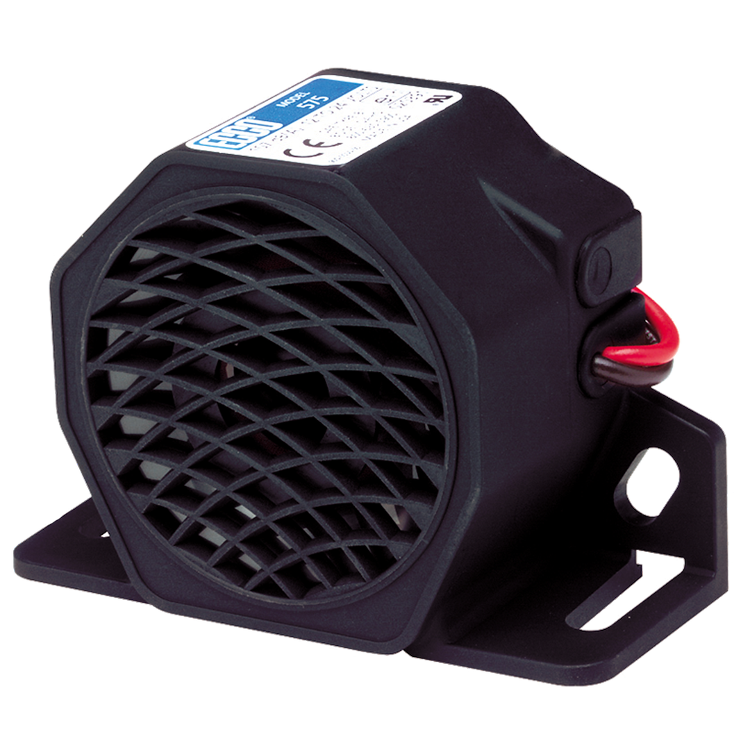 ECCO Safety Group Backup Alarm, 107 Decibels, 12 to 24 Volt DC, Black, Glass Filled Nylon Housing, Wire Lead Connection – 575