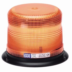 ECCO Safety Group Warning Light, 6-1/2 Inch Diameter X 4.9 Inch Height, Beacon, 3 Bolt Flange/ 1INCH Pipe Mount, Clear LED, Amber Lens – 7945A