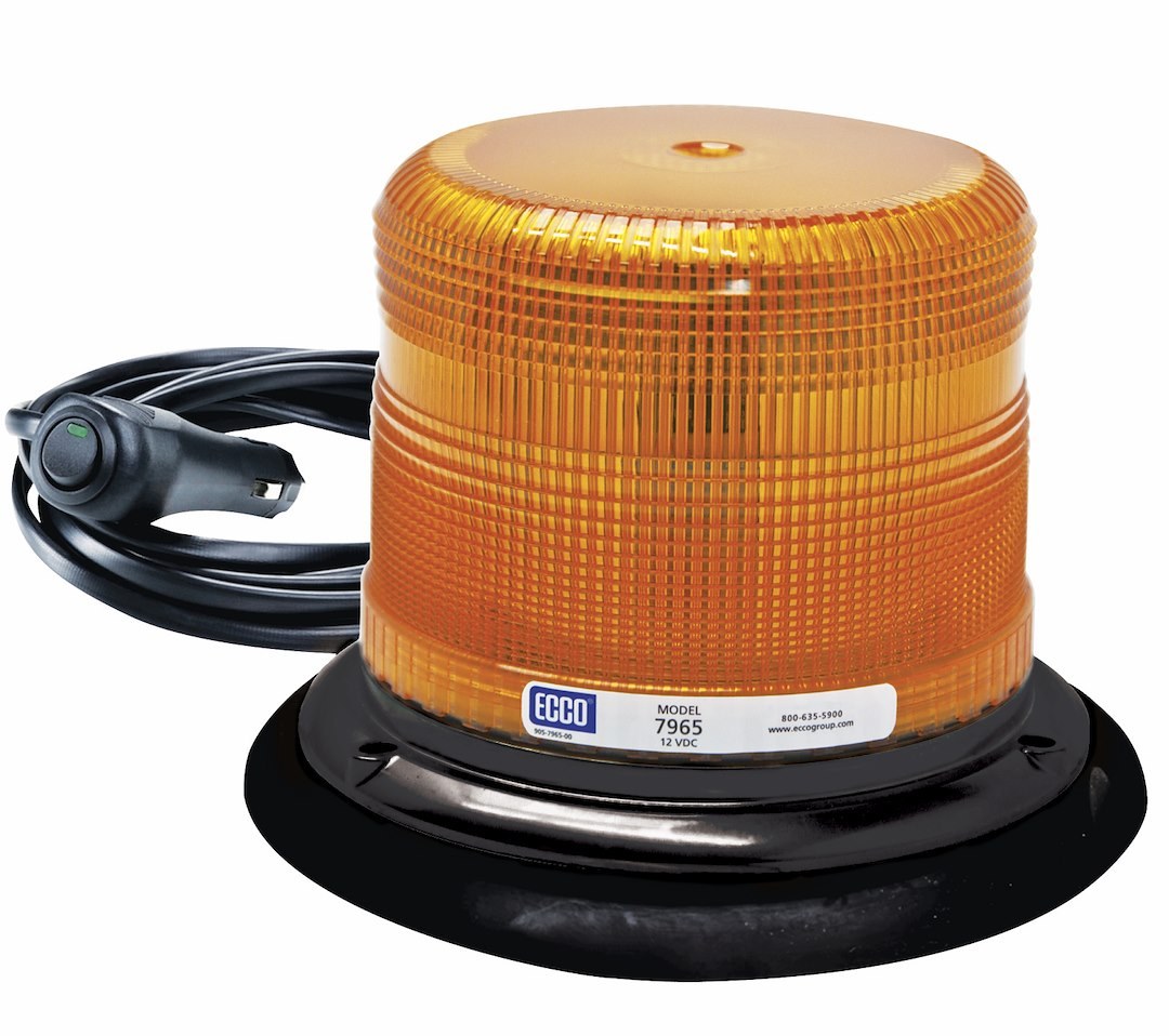 ECCO Safety Group Warning Light, 6-1/2 Inch Diameter X 4.9 Inch Height, Beacon, Vacuum Magnet Mount, Amber LED/ Lens, 11 Flash Patterns – 7965A-VM