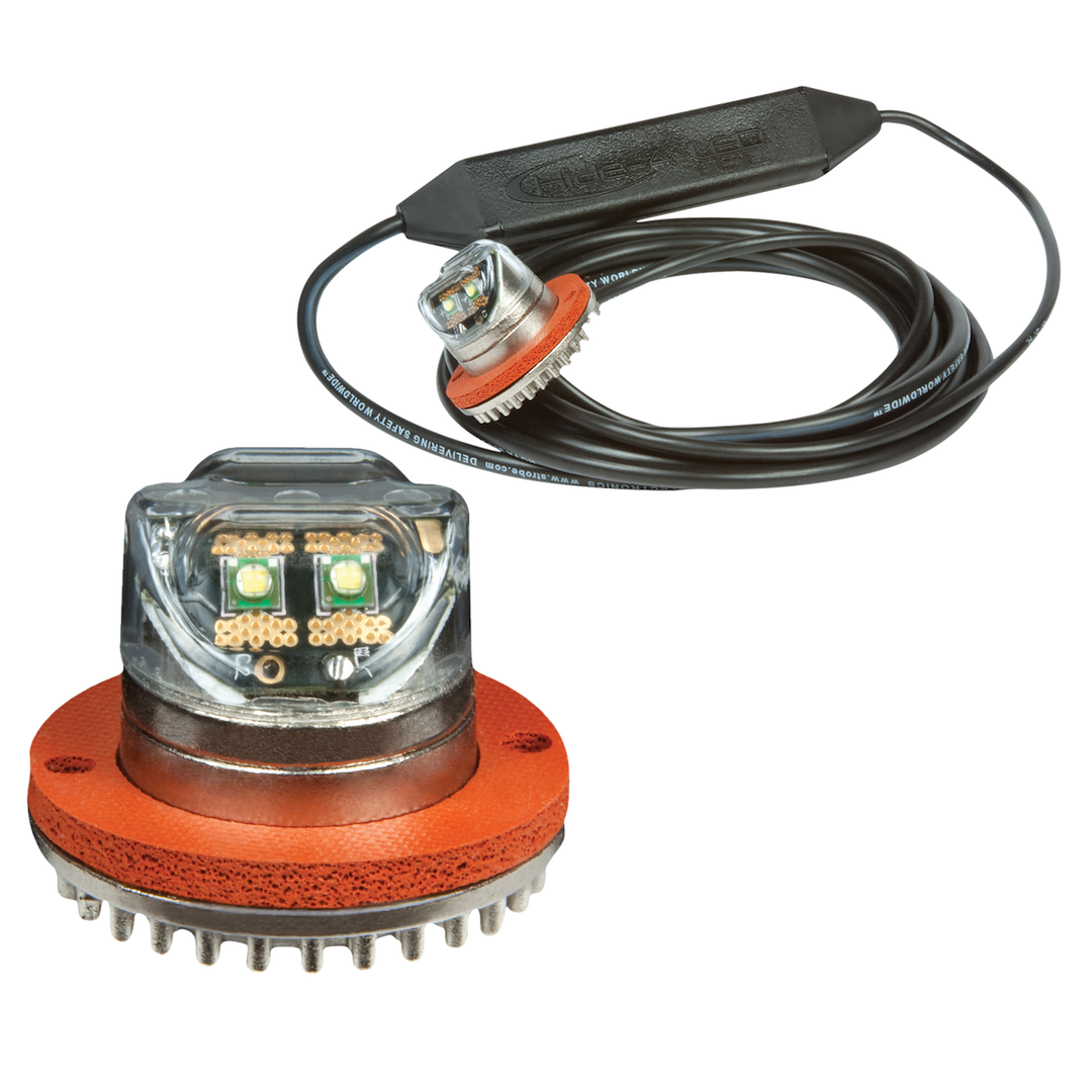 ECCO Safety Group Warning Light, 1-1/2 Inch Diameter X 1.1 Inch Height, Concealed Directional LED, Flange 1 Inch Hole Mount, 4 Amber LED – 9011A