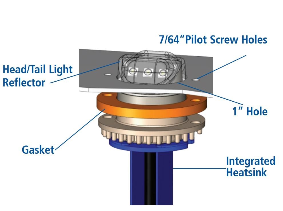 ECCO Safety Group Warning Light, 1-1/2 Inch Diameter X 1.1 Inch Height, Concealed Directional LED, 1 Inch Hole Mount, 6 White LED – 9013C