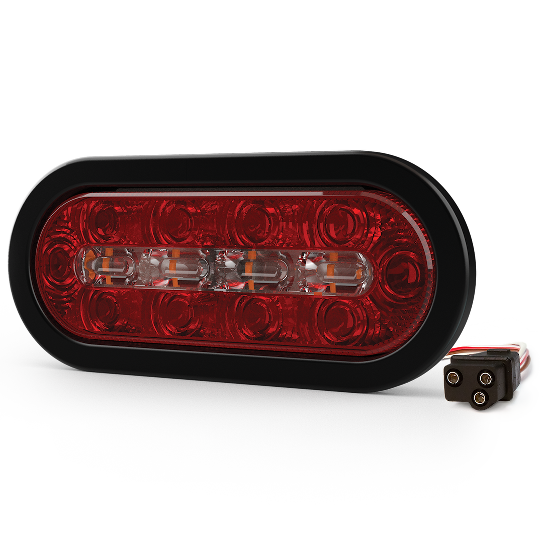 ECCO Safety Group Warning Light, Ed Series, 7.5 Inch Oval, Grommet Mount, Directional Amber/ White LED, Red/ Clear Lens, 69 Flash Pattern – ED3060AW