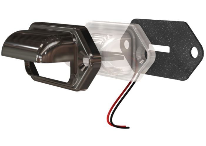 ECCO Safety Group Interior Light – LED, Clear Lens, 2-1/2 Inch Length, Chrome Bezel, 12 Volt, 30 Lumens, License Plate Mount, Single – EW0206