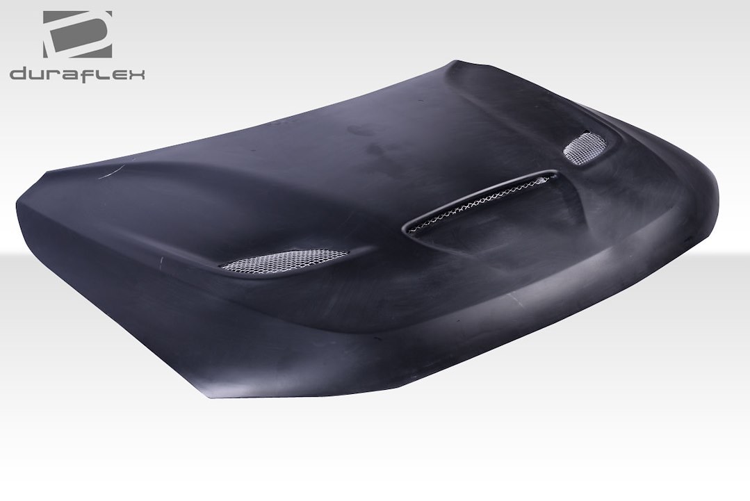 Extreme Dim. Hood, Duraflex, Srt Hellcat Hood Style, With Hood Scoops, Lift Off, Black, Fiberglass Reinforced Plastic – 115296