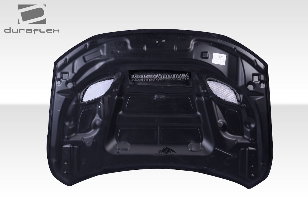 Extreme Dim. Hood, Duraflex, Srt Hellcat Hood Style, With Hood Scoops, Lift Off, Black, Fiberglass Reinforced Plastic – 115296