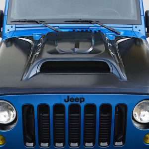 Extreme Dim. Hood, Duraflex, Avenge Vented, Without Hood Scoops, Black, Fiberglass, Requires Hood Pin (see Required Parts) – 117934