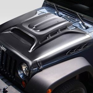 Extreme Dim. Hood, Duraflex, Avenge Vented, Without Hood Scoops, Black, Fiberglass, Requires Hood Pin (see Required Parts) – 117934