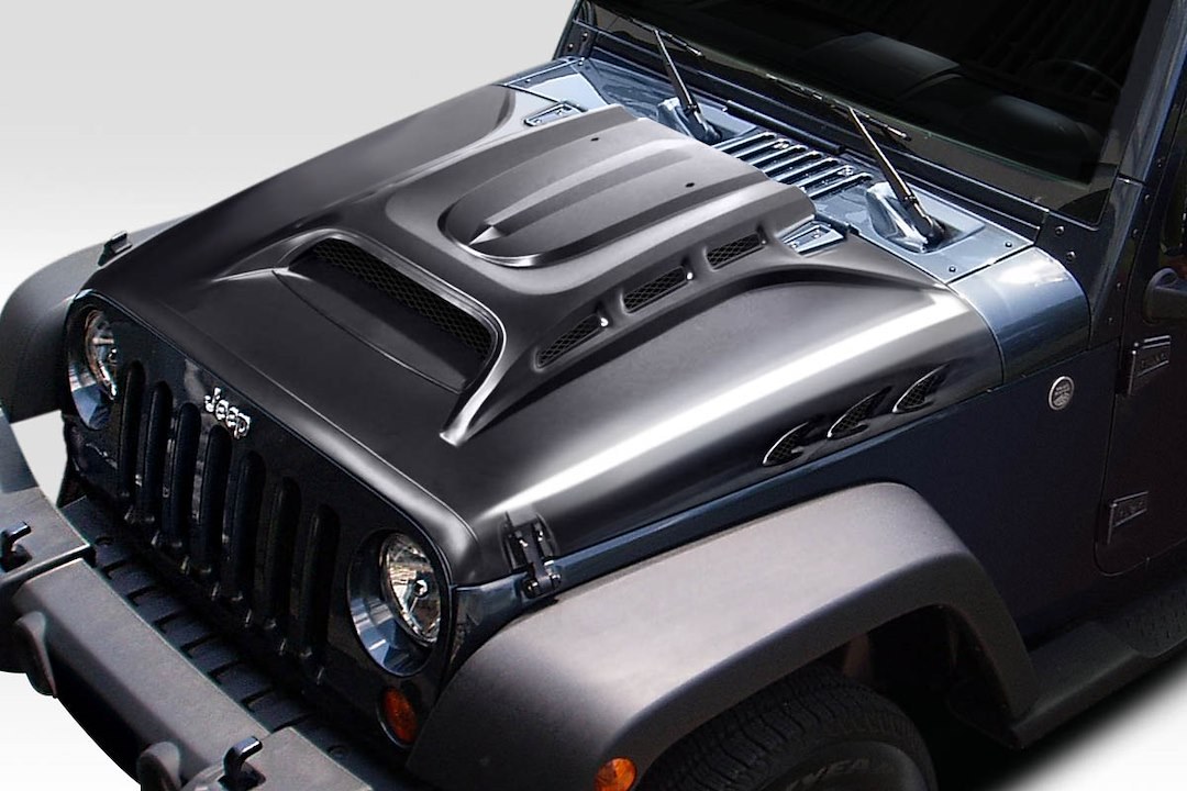Extreme Dim. Hood, Duraflex, Avenge Vented, Without Hood Scoops, Black, Fiberglass, Requires Hood Pin (see Required Parts) – 117934