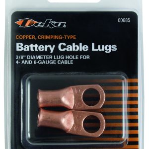 East Penn Battery Cable Eyelet, Deka, 3/8 Inch Eyelet, 4 Gauge, Copper, Set of 2 – 00685