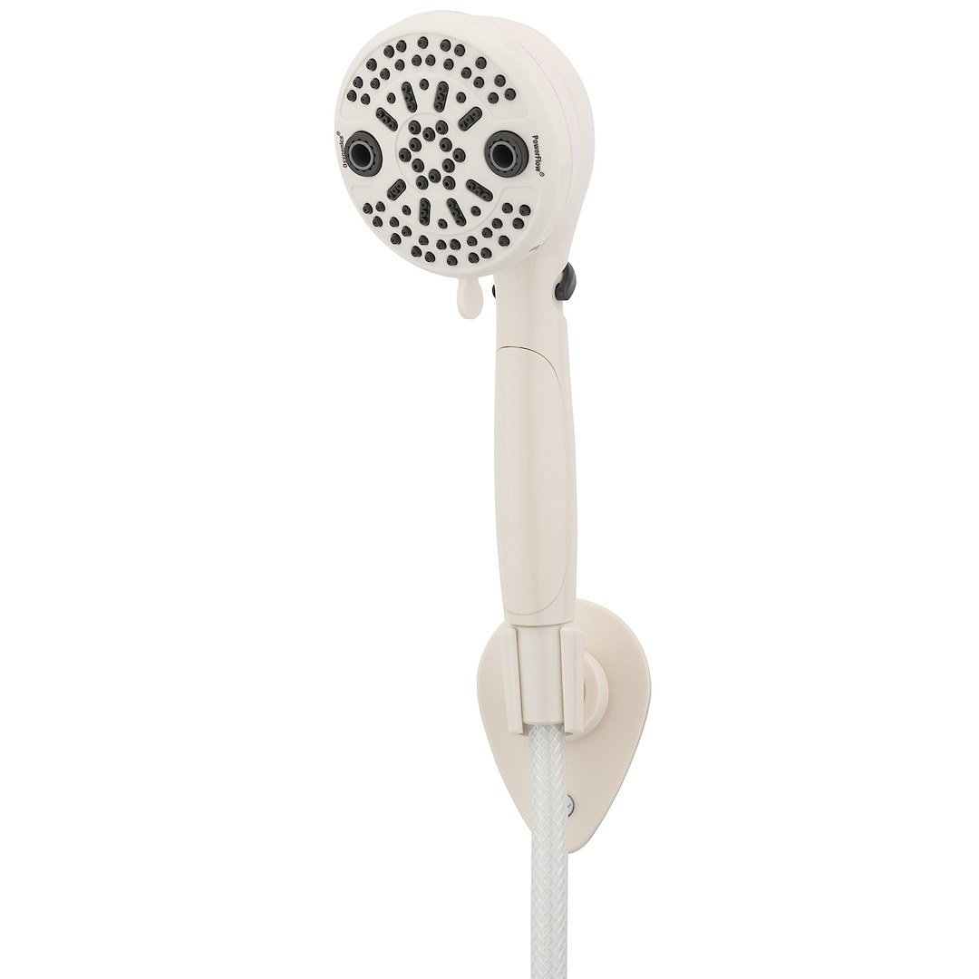 Etl Shower Head, Powerflow, Hand Held with 72 Inch Hose, With 5 Function Spray Settings, With Shut Off Valve, 3-3/4 Inch Outer Diameter – 87764