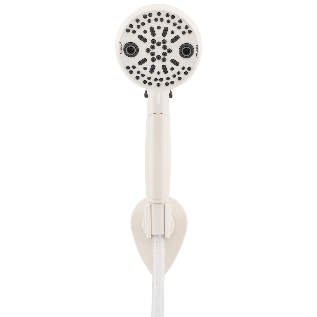 Etl Shower Head, Powerflow, Hand Held with 72 Inch Hose, With 5 Function Spray Settings, With Shut Off Valve, 3-3/4 Inch Outer Diameter – 87764