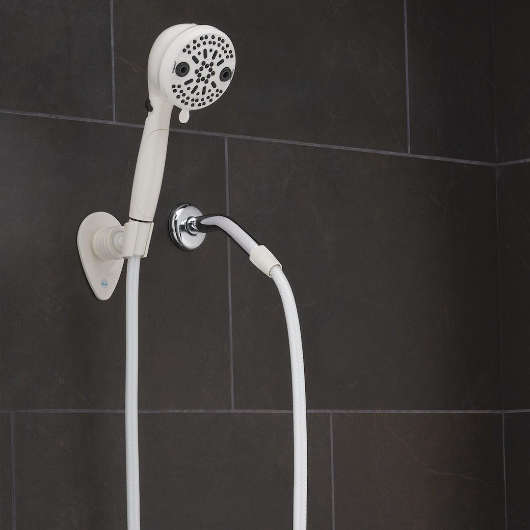 Etl Shower Head, Powerflow, Hand Held with 72 Inch Hose, With 5 Function Spray Settings, With Shut Off Valve, 3-3/4 Inch Outer Diameter – 87764