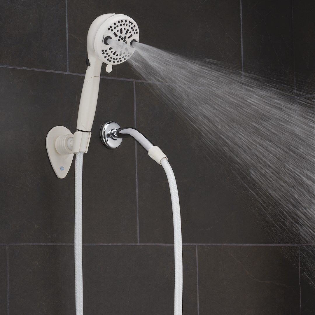 Etl Shower Head, Powerflow, Hand Held with 72 Inch Hose, With 5 Function Spray Settings, With Shut Off Valve, 3-3/4 Inch Outer Diameter – 87764