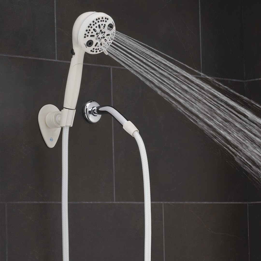 Etl Shower Head, Powerflow, Hand Held with 72 Inch Hose, With 5 Function Spray Settings, With Shut Off Valve, 3-3/4 Inch Outer Diameter – 87764