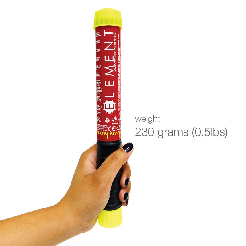 Element Fire Extinguisher, E50, Gaseous Extinguishing Agent, Ce/ Rina Approved, Aluminum/ Plastic, Red with Black Handle – 40050