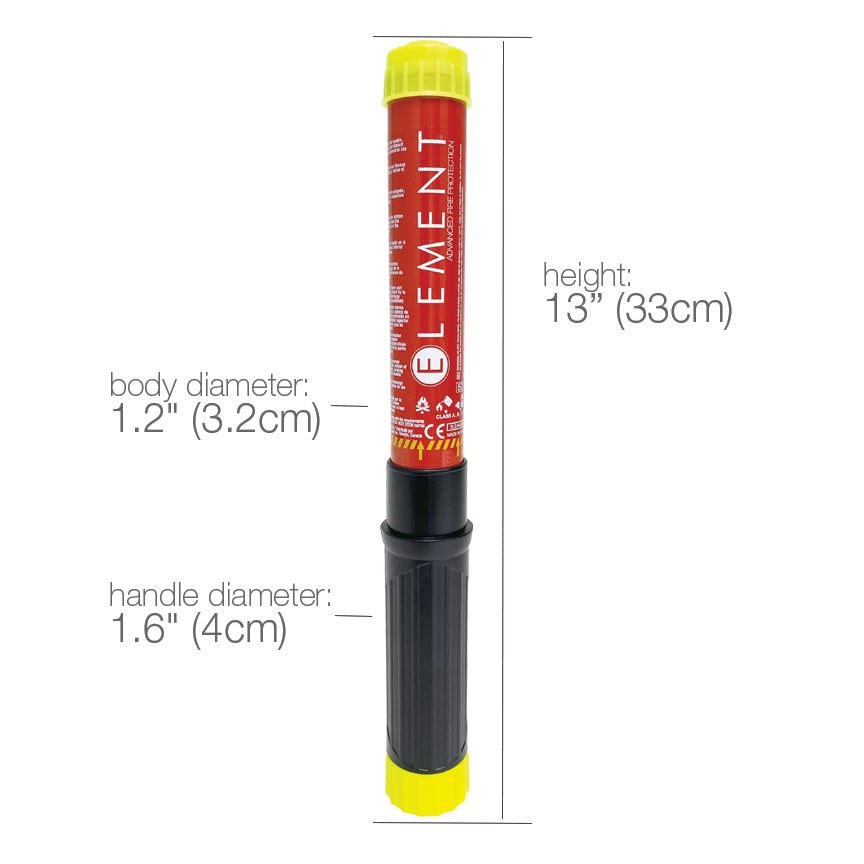 Element Fire Extinguisher, E100, Gaseous Extinguishing Agent, Ce/ Rina Approved, Aluminum/ Plastic, Red with Black Handle – 40100