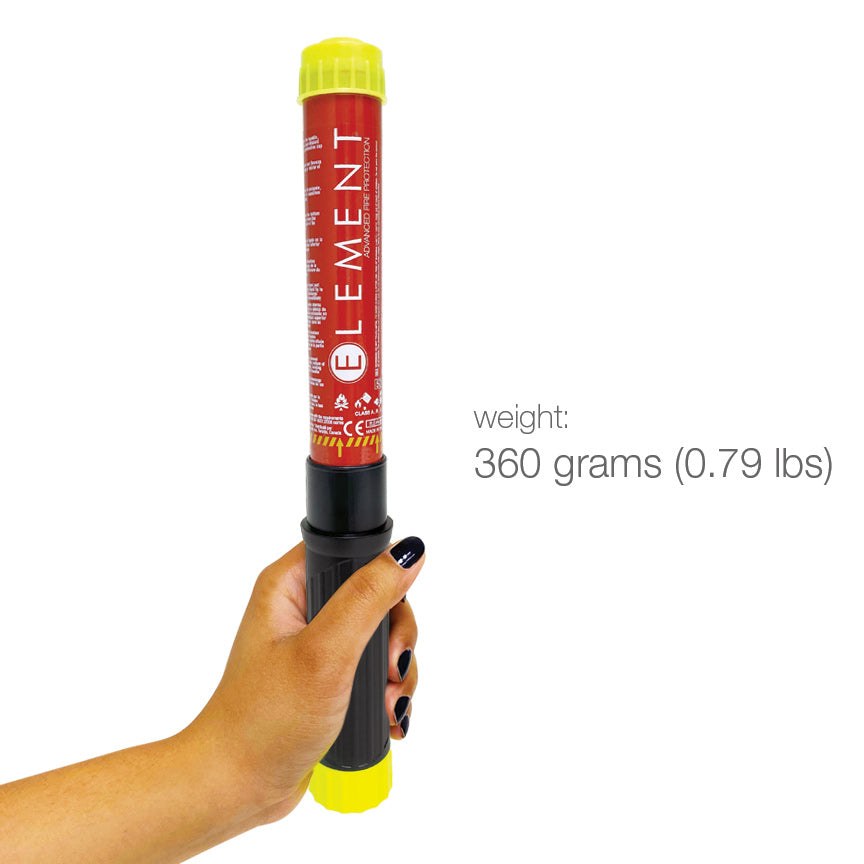 Element Fire Extinguisher, E100, Gaseous Extinguishing Agent, Ce/ Rina Approved, Aluminum/ Plastic, Red with Black Handle – 40100